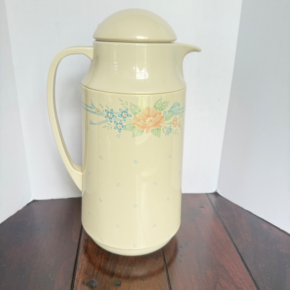 Vintage Crown Corning Thermique 1QT Thermal Carafe Meadow Floral Almond Symphony